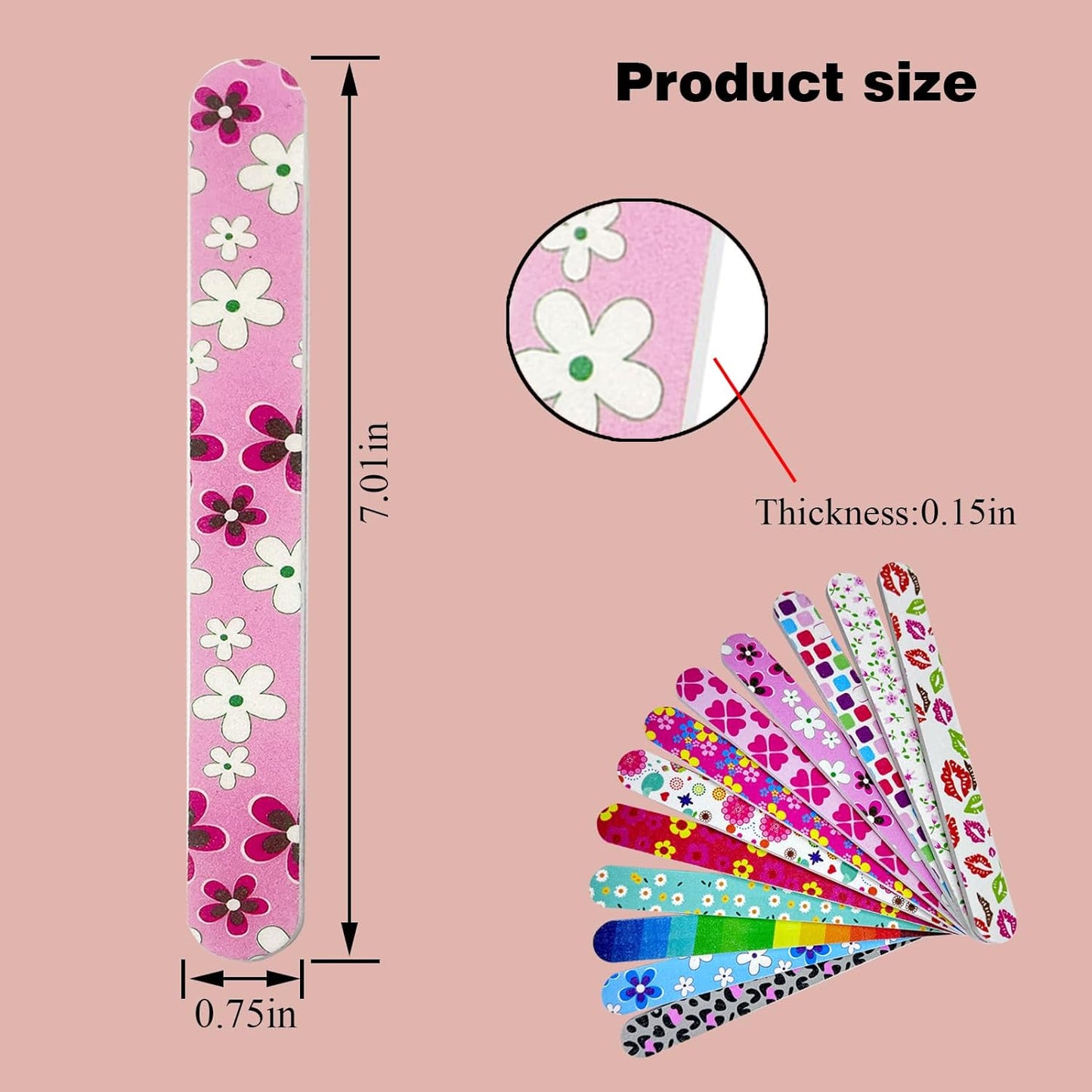 24 Nail Files, Colored Emory Plate Nail Files Double Sided 180 Grains Professional Manicure Emory Plate Buffer Pedicure Tools Nail Shaping Polishing Files (Colored, Count, 24, 100/180 Grit)