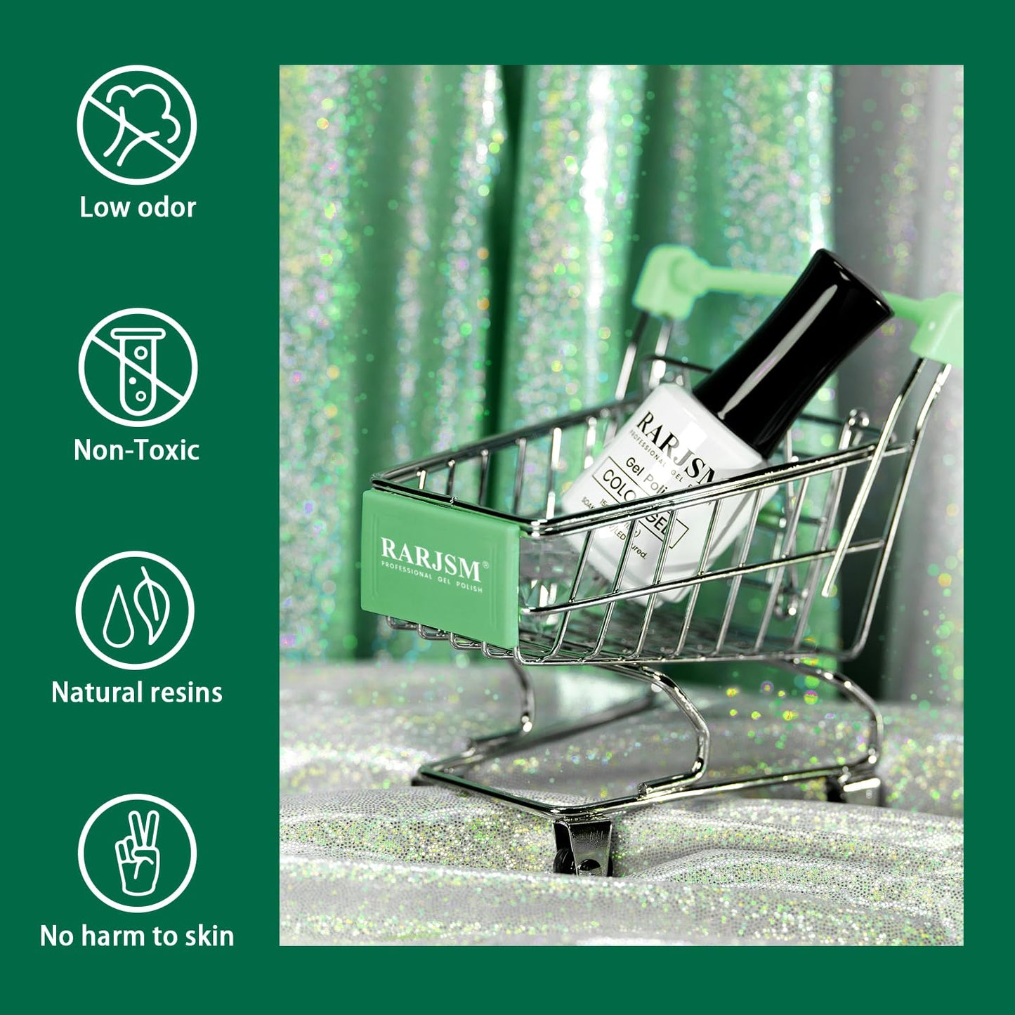 RARJSM Green Glitter Gel Nail Polish Diamond Mermaid Green Sparkly Chunky Shimmer Pigments Nail Gel Polish Soak off L e d U V Curing Required for Nail Art Salon Fall Winter Christmas Manicure 15ml