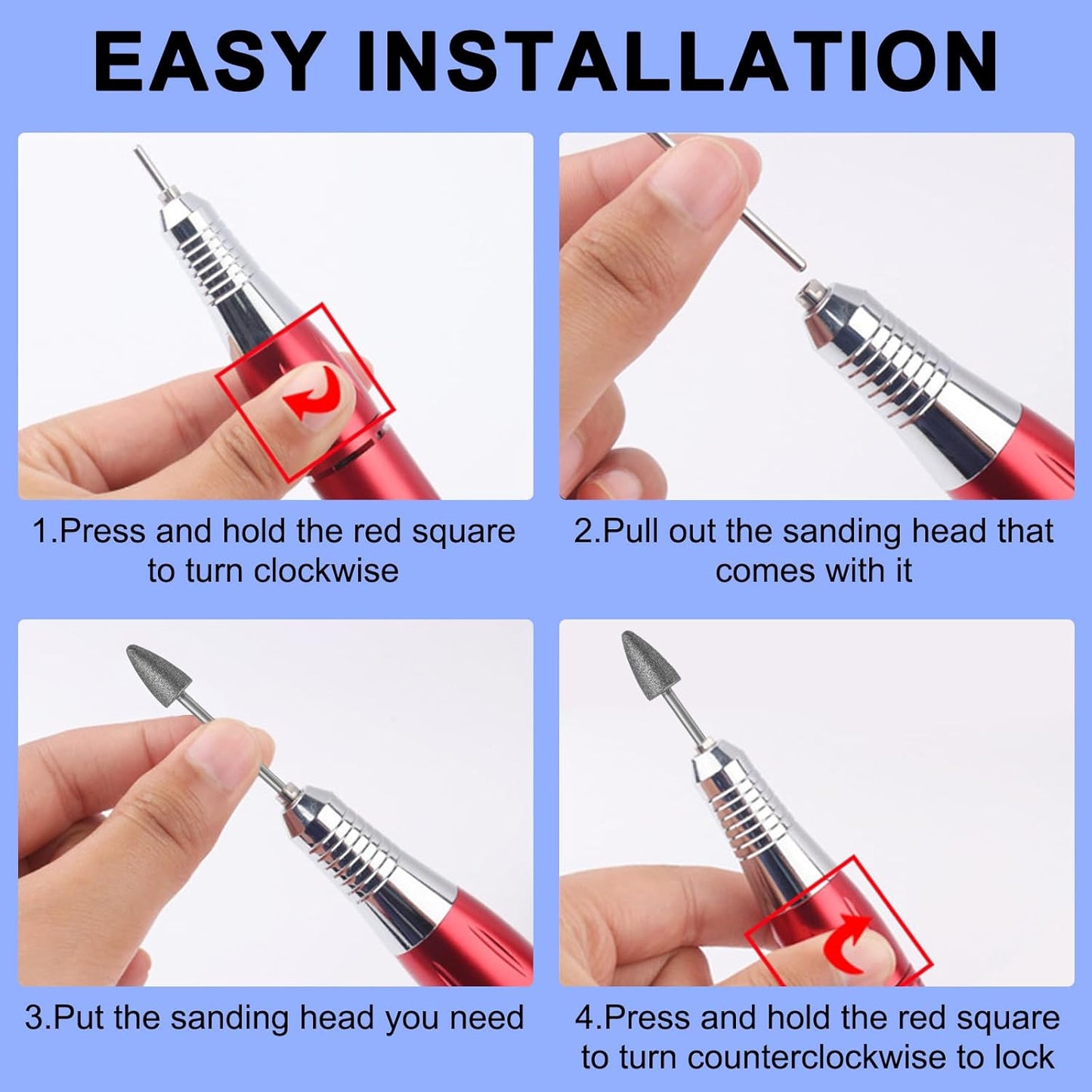 Diamond Nail Drill Bits Safety Cuticle Drill Bit Nail Buffer Bit Pro Russian Electric File Bits for Under Nail Dead Skin Cleaning Cuticle Remove Nail Art Design Manicure and Pedicure (Medium)