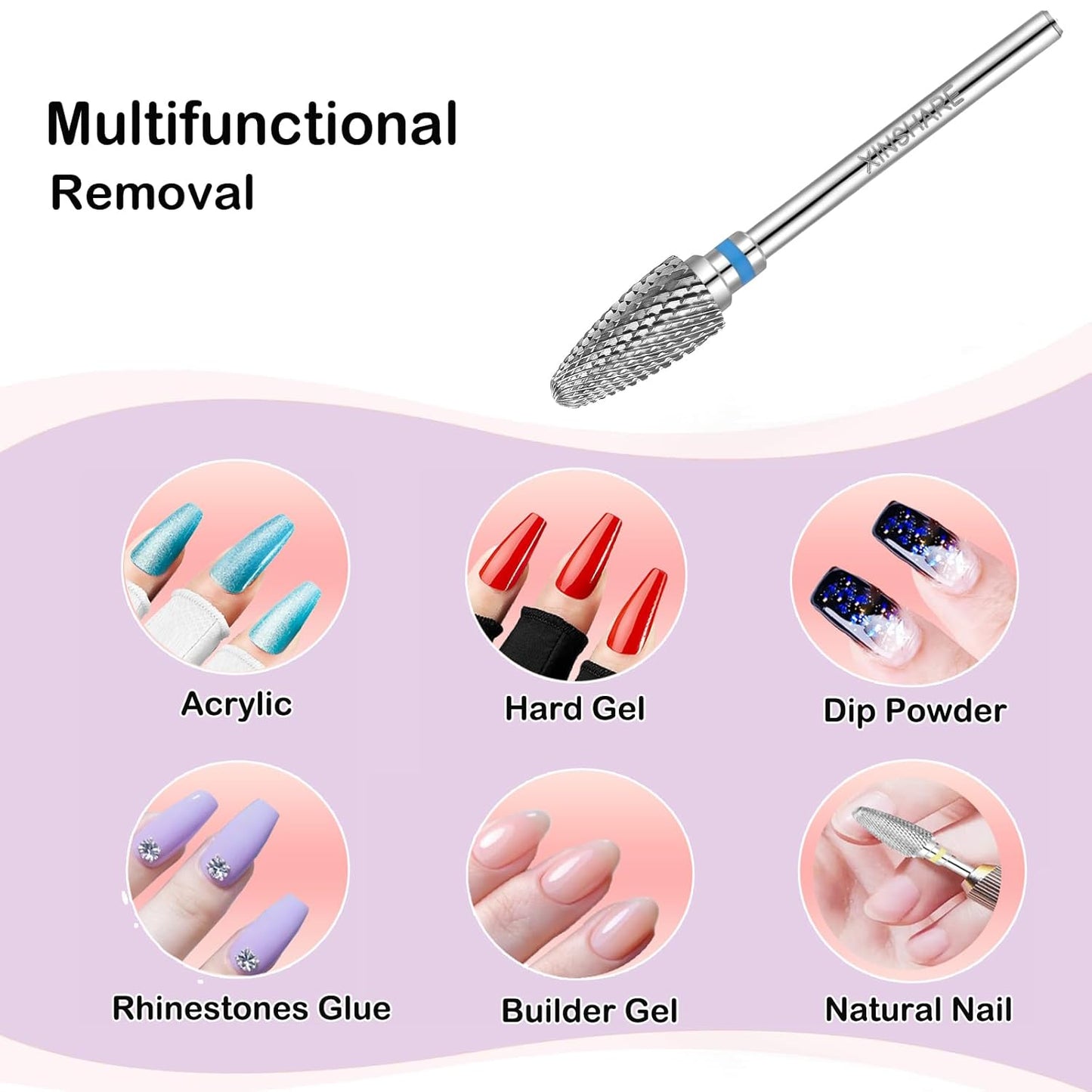 Nail Drill Bits 3/32" Carbide Professional Safety Tungsten Nail File Cone Drill Bit for Acrylic Nail Gel Cuticle cleaner Manicure Pedicure Nail Polishing, Beginner Salon, Medium