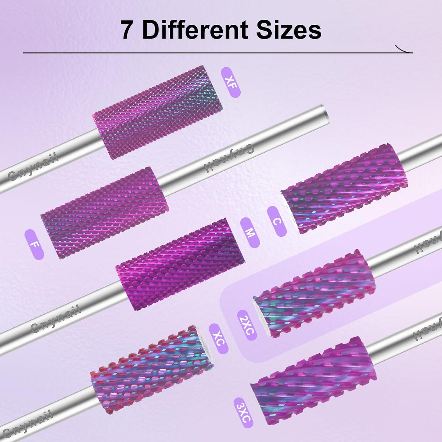 3/32" Small 5.35MM Barrel Bit Tungsten Carbide Nail Drill Bit Safety Bit for Gel & Acrylic Removal, 2- Way Rotating Efile Tip, Salon Electric File Accessory (XXC Girt, Purple)