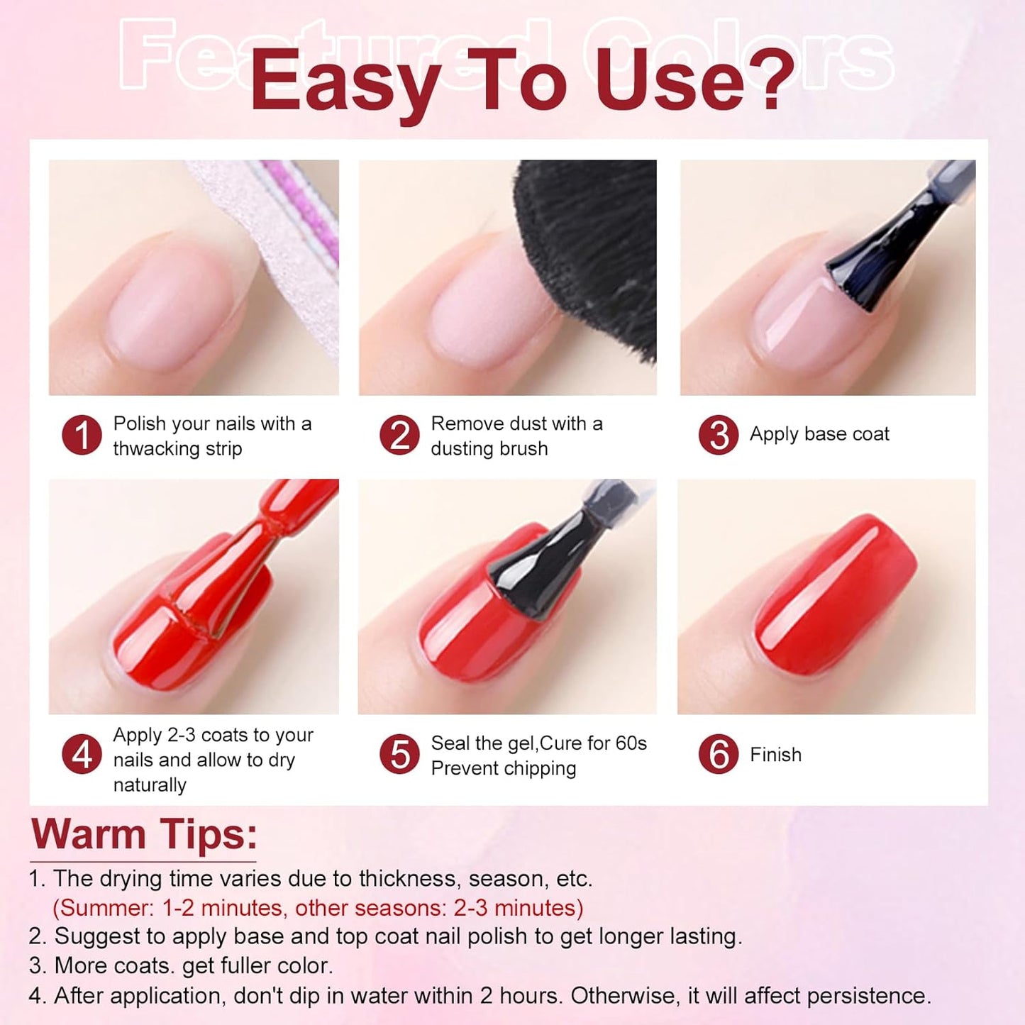 Major Dijit Quick Air Dry Nail Polish Maroon Regular Nail Polish Non UV Gel Hema 0.34 fl oz.