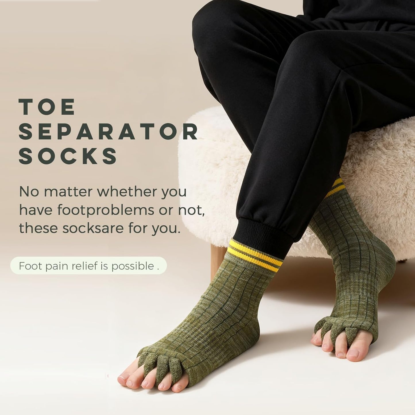 Toe Separator Socks,Foot Alignment Sock for Health Care, Pain Relief, Bunion Corrector, Breathable Toe Socks for Women/Men