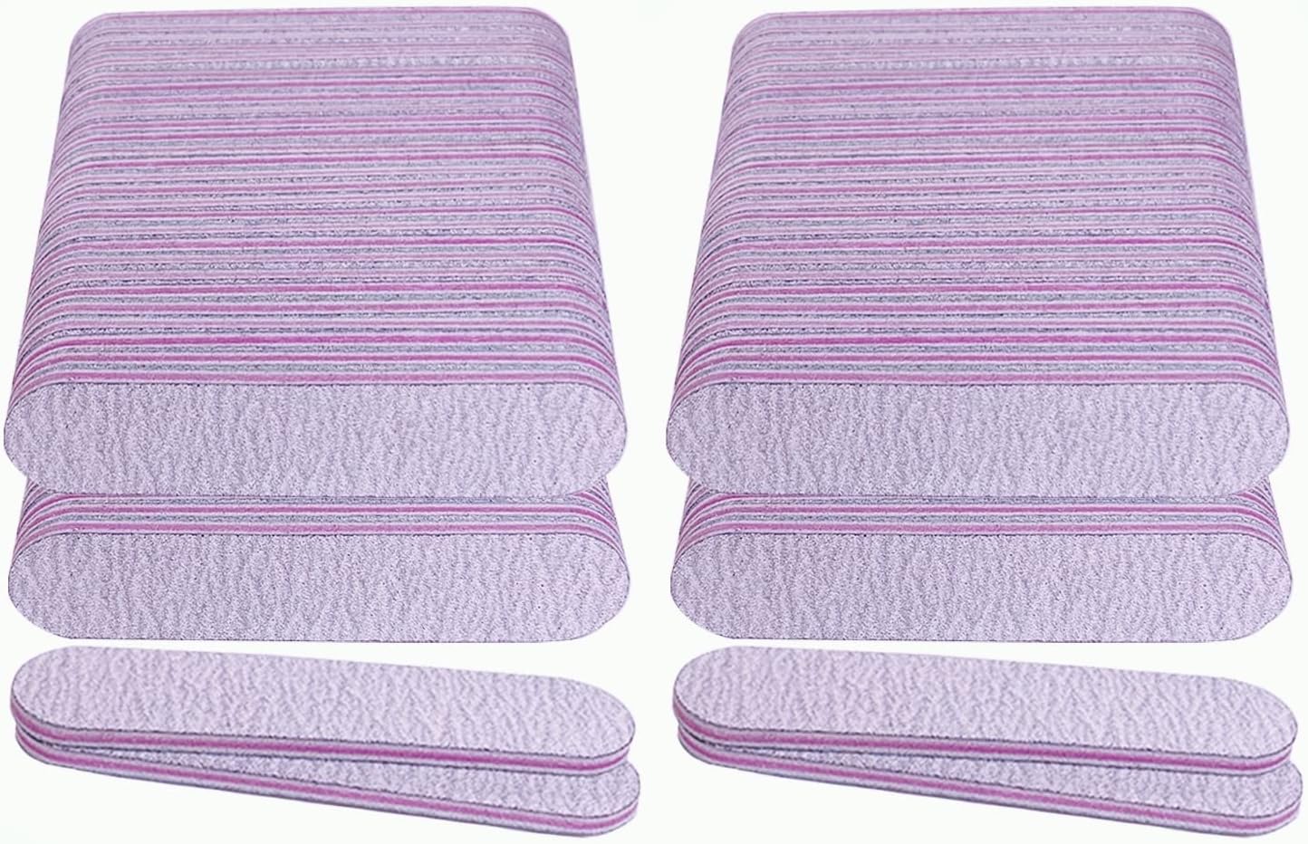 Nail Files (100 Pack), 3.6 Inches Emery Board Nail Files for Acrylic and Natural Nails, 100/180 Grit Small Double Sided Fingernail Filer Bulk Mini Professional Finger Nail Filer Manicure Set Gray