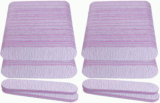 Nail Files (100 Pack), 3.6 Inches Emery Board Nail Files for Acrylic and Natural Nails, 100/180 Grit Small Double Sided Fingernail Filer Bulk Mini Professional Finger Nail Filer Manicure Set Gray