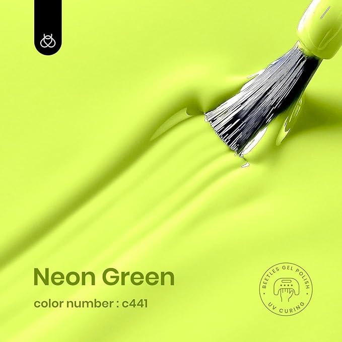 Beetles Neon Green Gel Nail Polish,15ml Bright Neon Green Lemon Yellow Gel Nail Polish Halloween Nails Design Soak Off UV LED DIY Manicure Halloween Nails