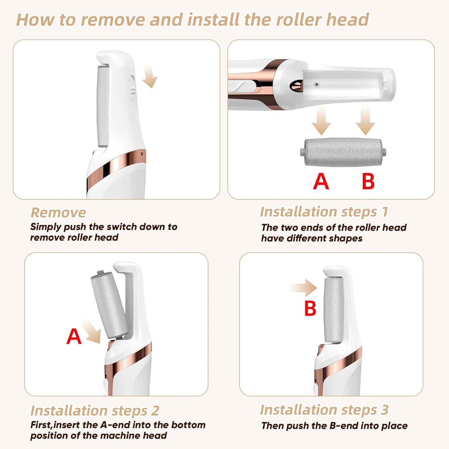 Electric Foot Callus Remover, Electronic Foot File, Portable Electric Callus Remover for Feet, Pedicure Tools for Dead Skin Calluses (White)