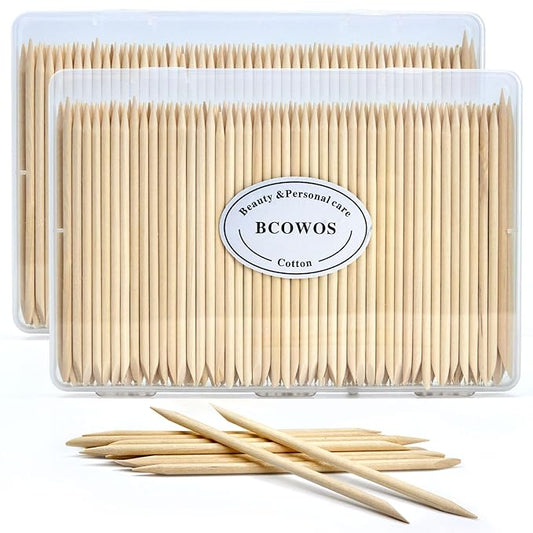 360PCS Orange Sticks for Nails in a Case - 4.5 inch Double Sided Wooden Cuticle Pusher Sticks for Nail Art, Manicure & Pedicure - Wood Sticks for Waxing