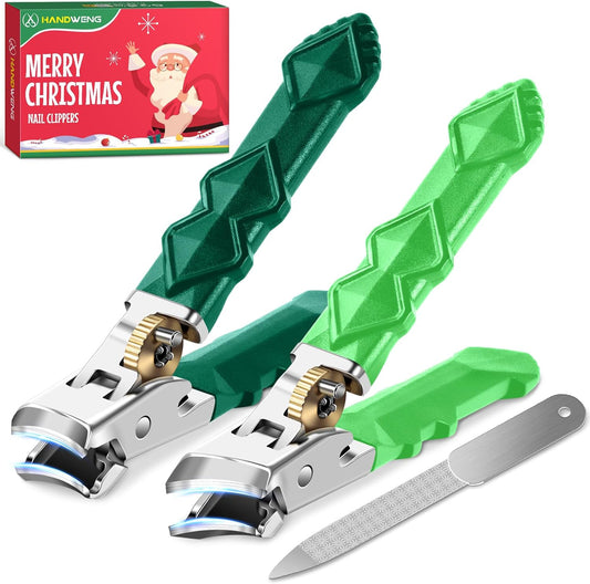 2025 Christmas Gifts, Toenail Clippers for Thick Toenails for Seniors, Wide Jaw Opening Nail Clippers, Heavy Duty Ingrown Toenail Clippers Nail Cutters, Ultra Sharp Slanted Nail Clippers, Dual Green