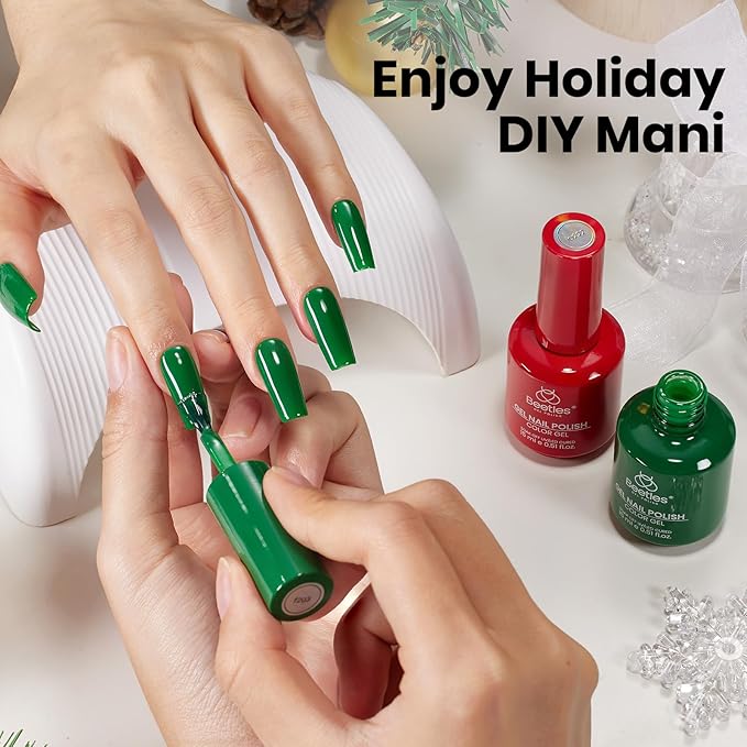 Beetles Gel Polish Christmas Gel Nail Polish Set Red Green Classic Colors Soak off UV Led Lamp Needed Manicure Salon DIY Home Gifts for Women Girls Prelude of Celebration
