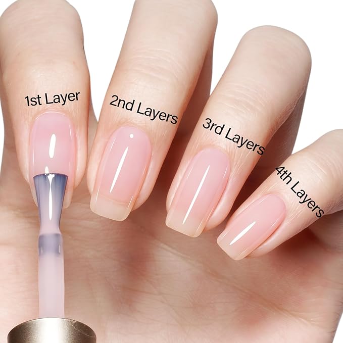 AILLSA Milky Pink Nude Gel Nail Polish, 15ml Translucent Soak Off UV LED Light Cure Gel Polish, Long Lasting for French Nail Art Salon DIY Manicure at Home