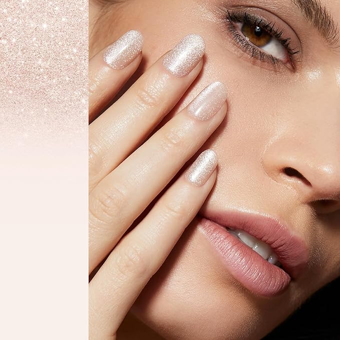 AZUREBEAUTY Nail Polish Set, 4 Colors Nude SKin Glitter Pearl Long Lasting All Season Quick Dry Natural Fingernail Lacquer Strengthening Treatment Kit 10ML with Top Coat DIY Salon at Home