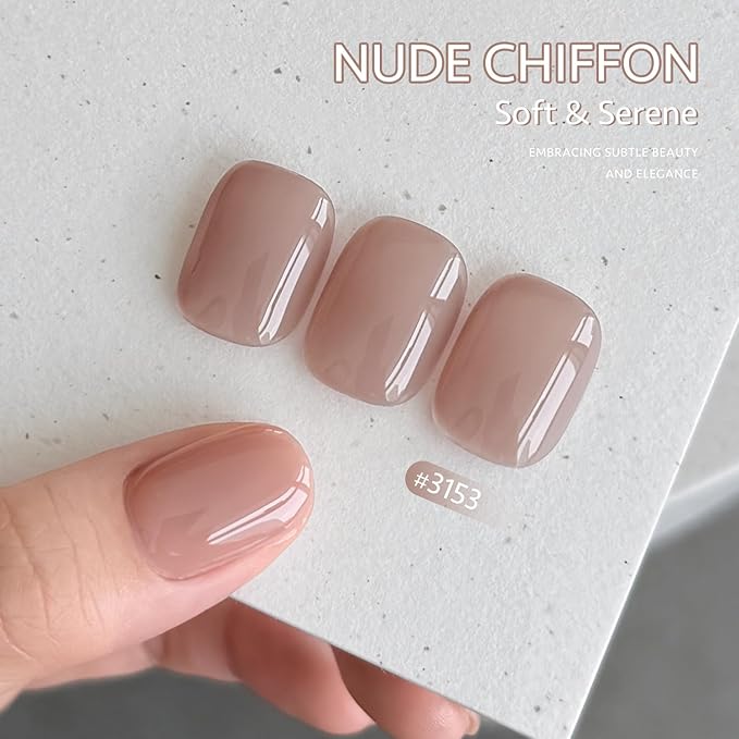 GAOY Nude Jelly Gel Nail Polish, 16ml Sheer Translucent Netural Soak Off Gel Polish, UV Light Cure for Nail Art DIY at Home, 3153 Nude Chiffon