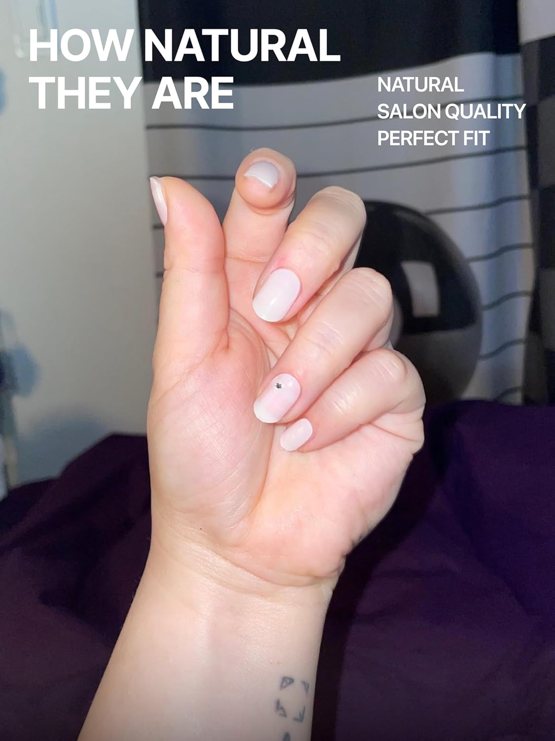 UUUUUU Semi Cured Gel Nail Strips | Salon-Quality | UV Free Gel Nail Wraps for Women | Easy Peel&Stick | Long-Lasting up to 14 Days | 28 Strips Set+File & Wipes | Gift-Ready (UGN054 Chiffon Check)