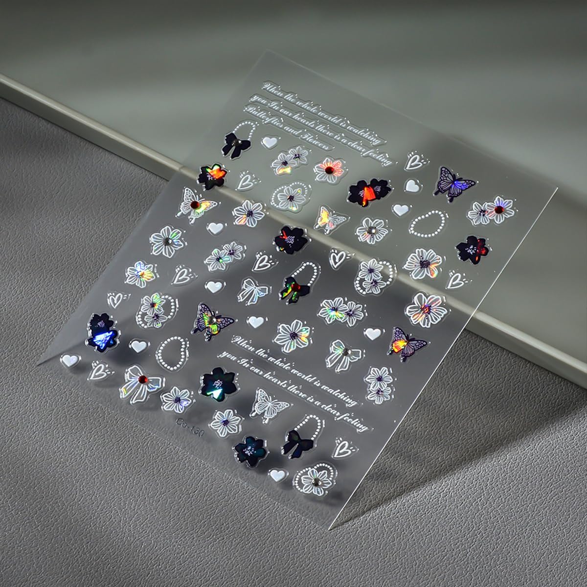 Flower Butterfly Nail Art Stickers Decals 5D Embossed Nail Decals Self Adhesive Luxury Laser Flower Butterfly Nails Stickers Spring Flower Nails Supplies for Women Nail Art Decorations