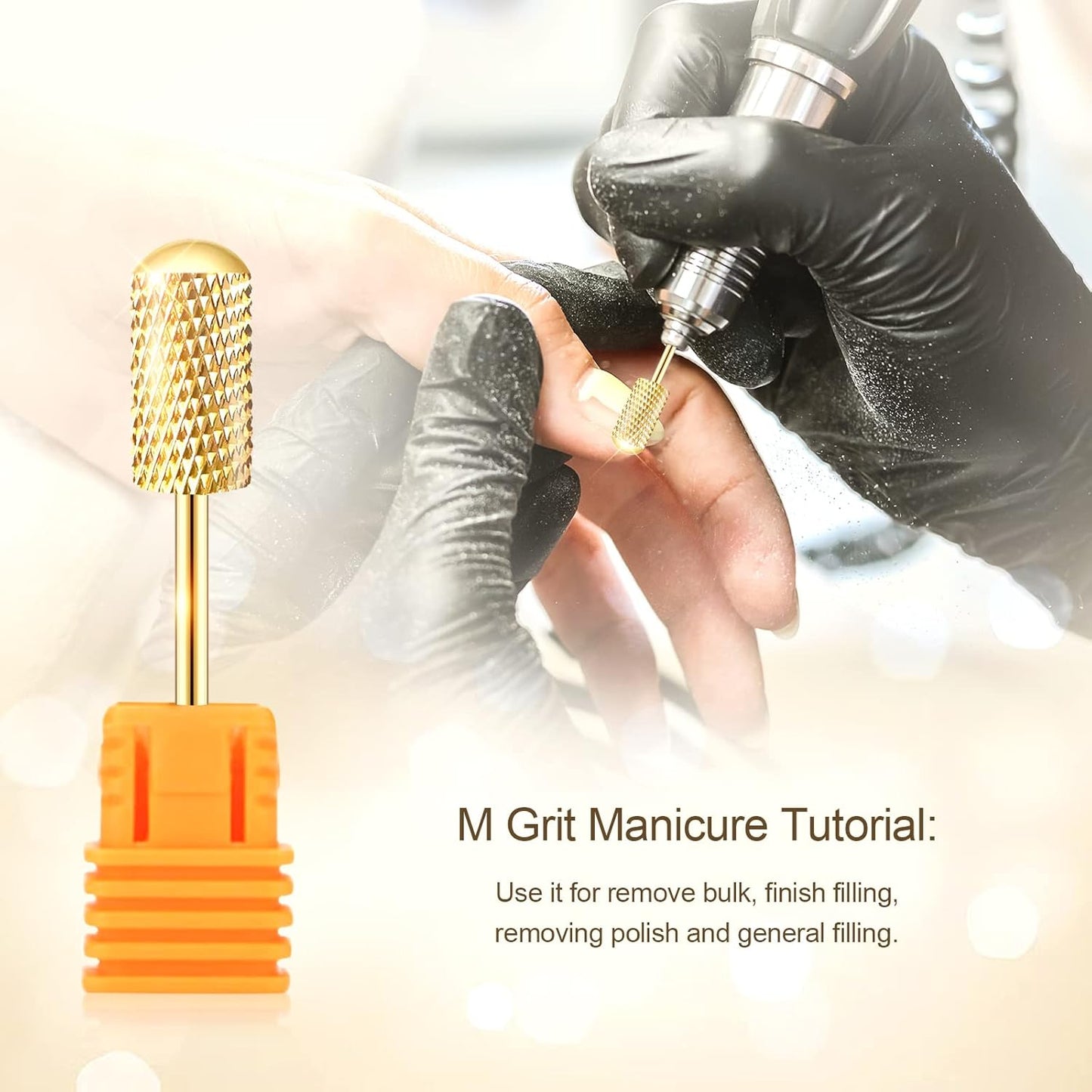 Nail Drill Bit Set, Corfulra 3pcs Safety Bits for Nail Drill, Tungsten Carbide Nail Drill Bits, Smooth Round Top Large Barrel Bits, Nail Supplies for Nail Tech to Remove Acrylic Nails (XF & M & XC)