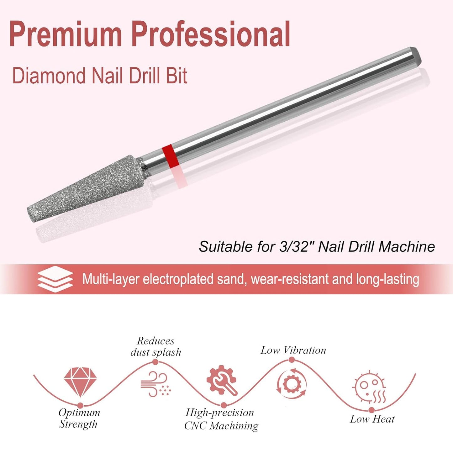 Cuticle Nail Drill Bit,Russian Manicure Drill Bits 3/32'' Professional Safety Carbide Under Nail Cleaner Nail Bit for Clean Cuticle Dead Skin Nail Prepare, Manicure Nail Salon (Fine)