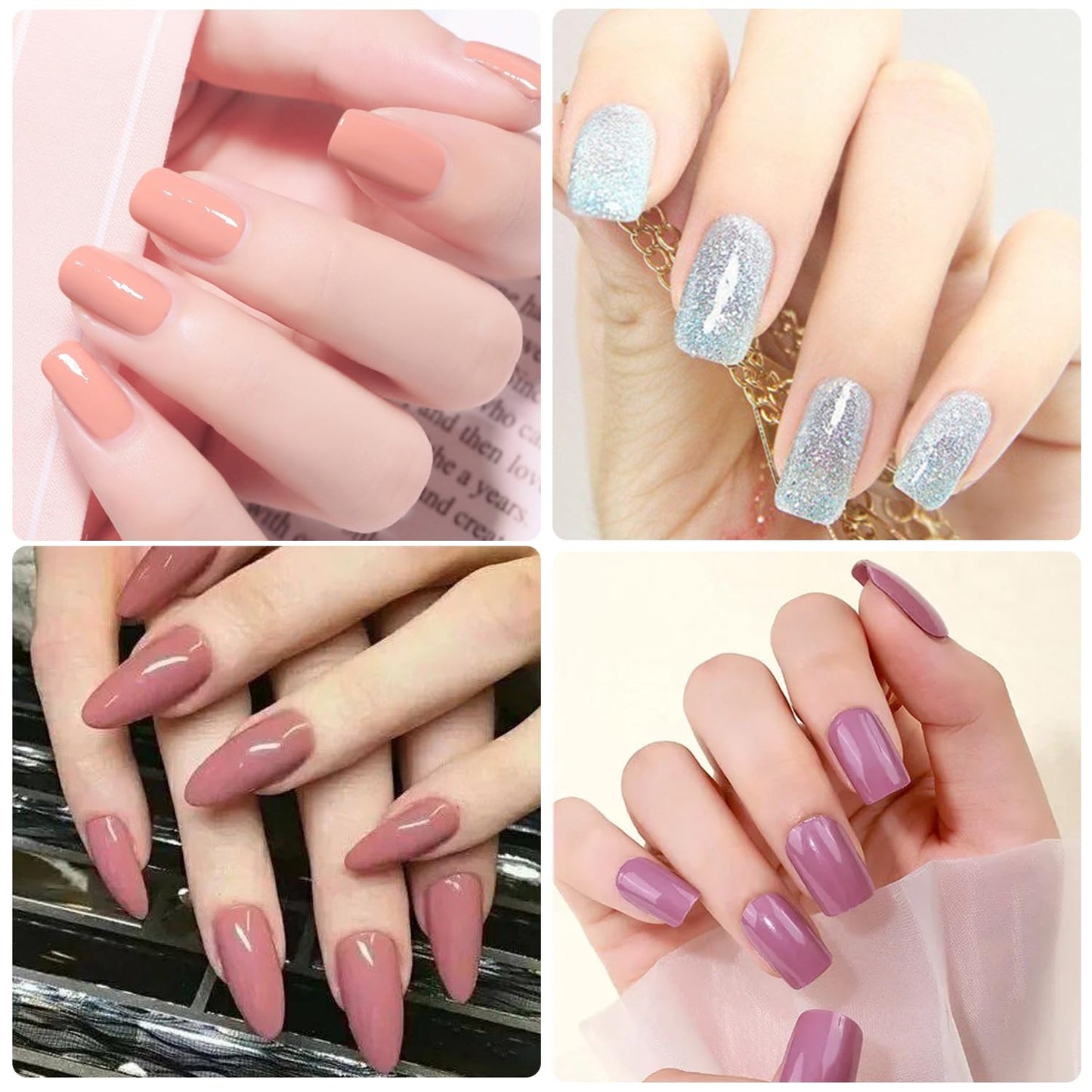 WOKOTO 20 Sheets Self-Adhesive Nail Polish Stickers Tips with 1pcs Nail File Full Nail Wraps Nail Art Decals Cute Light Color Series Gel Nail Strips Manicure Kit for Girls Women Stick On Nails