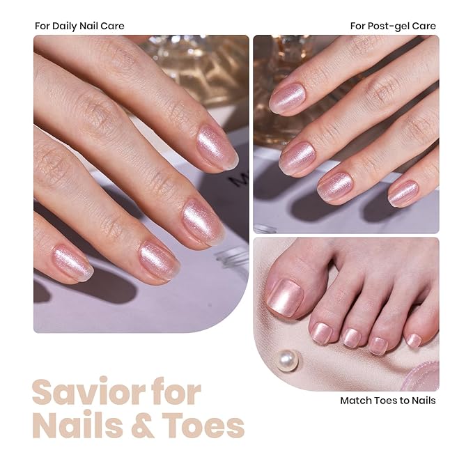 Beetles Pearl Nail Polish - Natural Nail Polish Illuminating Nail Concealer Fast Dry Quick Nail Strengthener and Growth Treatment for Thin and Damaged Nails,0.51 FL OZ