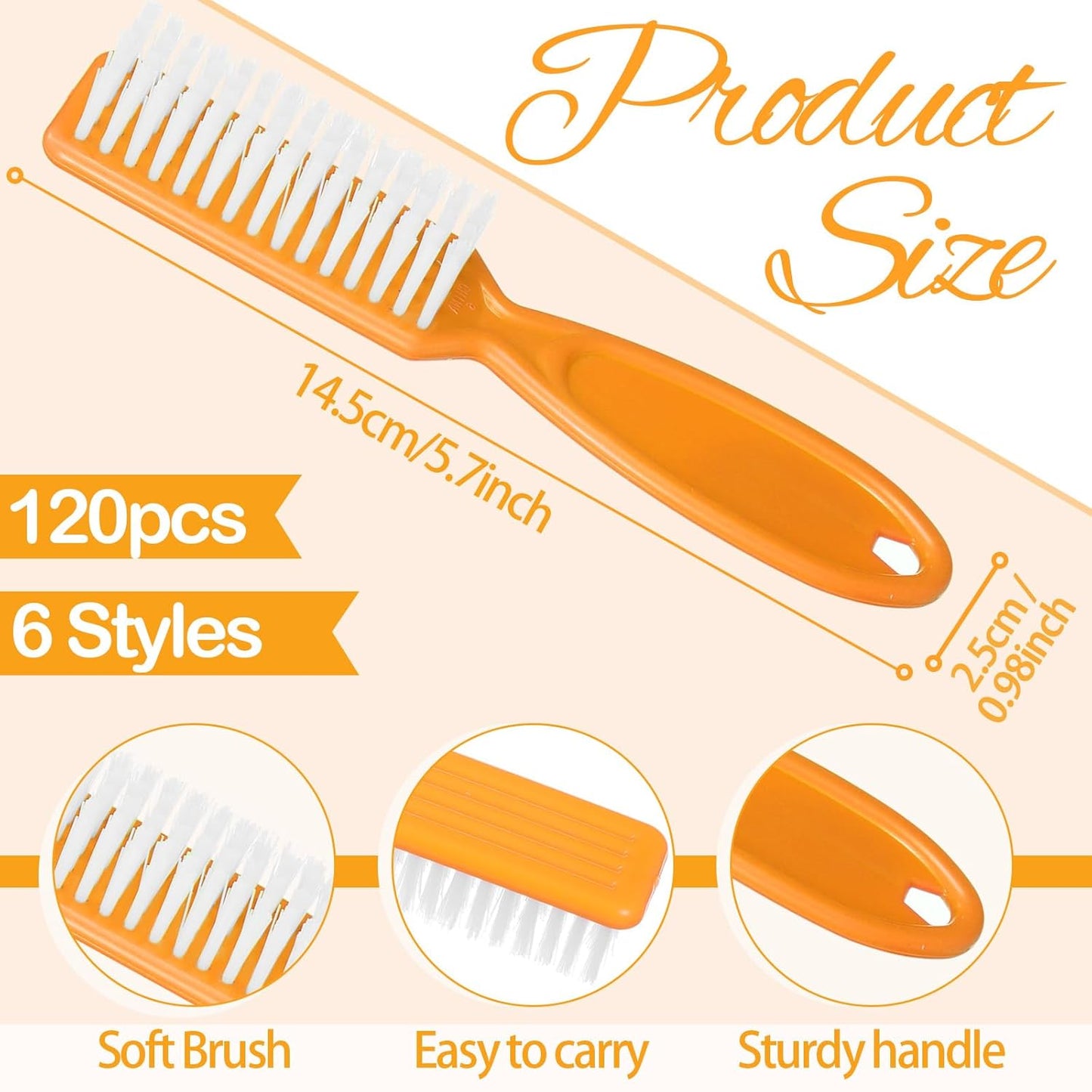 Mifoci 120 Pcs Handle Grip Nail Brush for Cleaning Fingernails Cleaner Scrub Brush Bulk Hand Cleaning Brushes Soft Stiff Bristles Pedicure Manicure Tools for Nail and Toe(Neon Color)