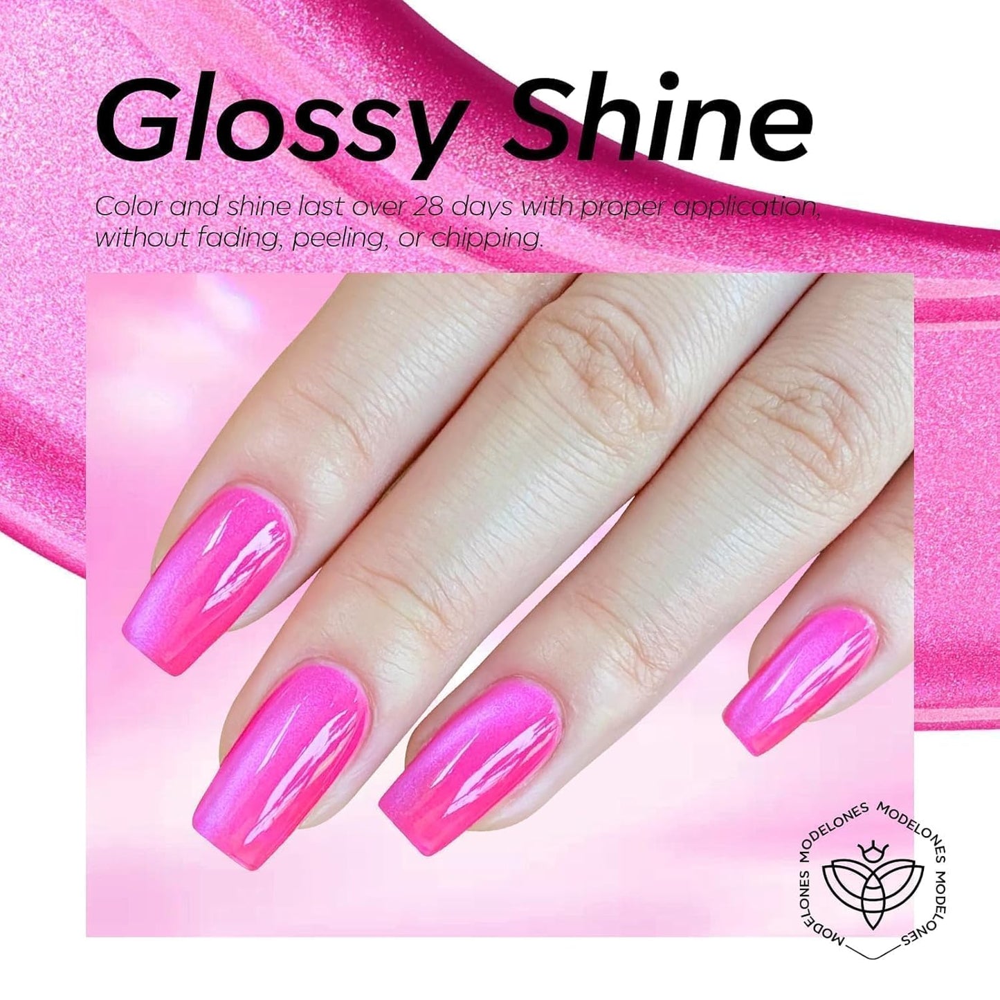 modelones Glassy Cat Eye Gel Nail Polish Glitter Holographic Hot Pink Cat Eye Pink Shimmer Reflective Translucent U v Gel Magnetic Nail Polish Top Coat for Women Girl 15ML
