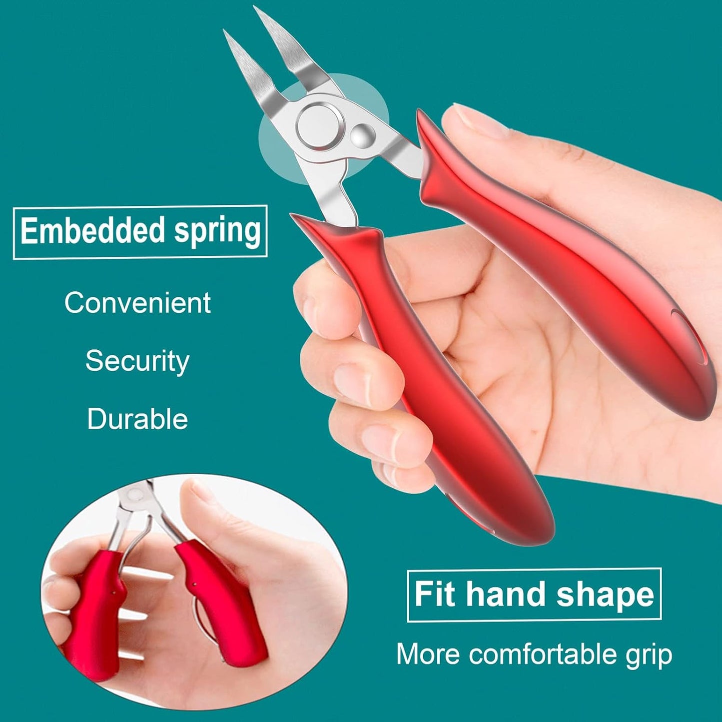 Ingrown Toenail Clippers (Upgrade), Steel Nail Clippers for Professional Podiatrist, Unique Long Handle Curved Blade Tool for Thick & Ingrown Nails, Suitable for Men, Women and Elderly (red)