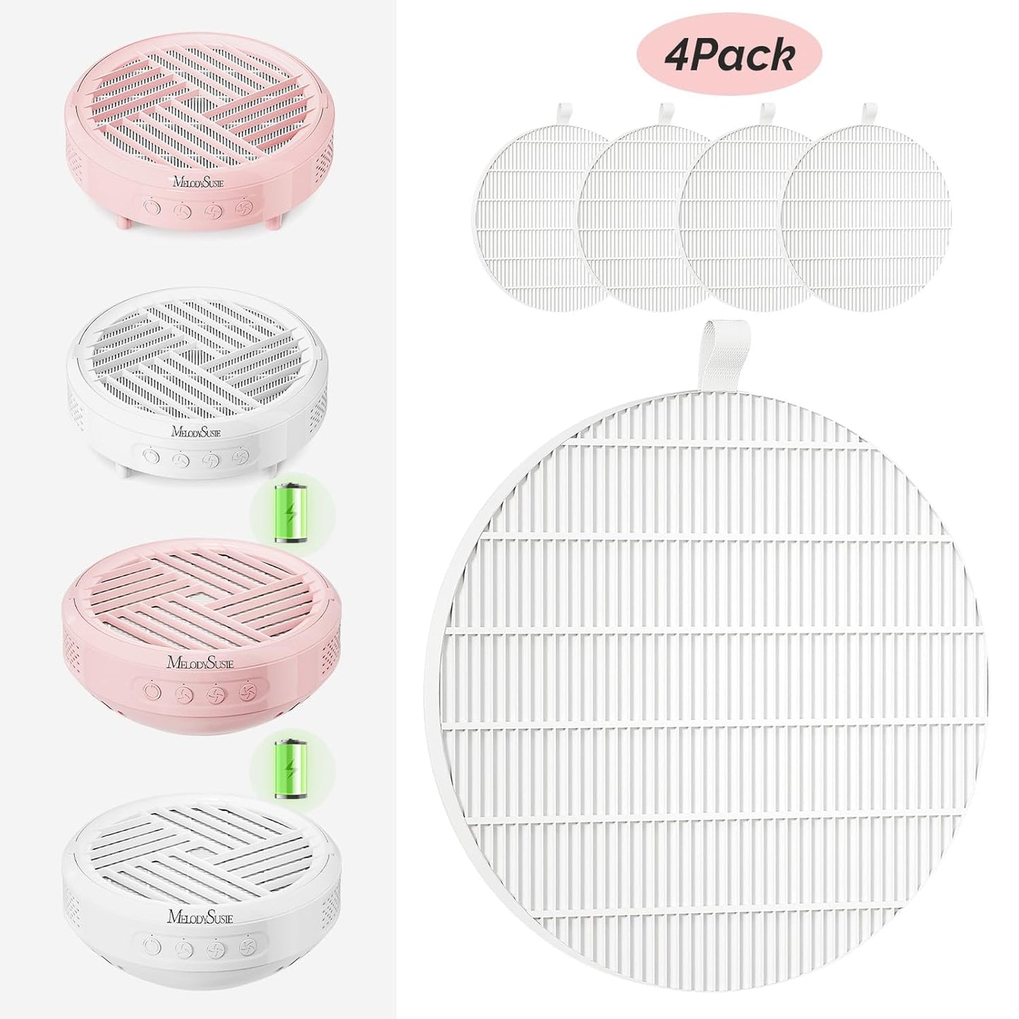 SProR Nail Dust Collector Replacement Filter, 4 Pack Reusable Dust Filter for MelodySusie Hpro/SProR Nail Dust Collector, Compatible Fine Filter for Efficient Nail Dust Collection