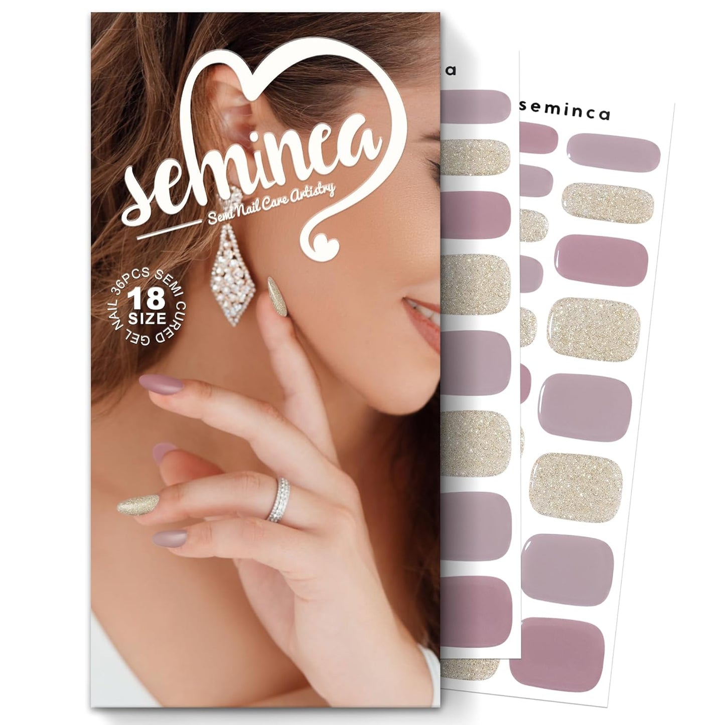 Semi Cured Gel Nail Strips-School Policy Semi-Gel Stickers, Muted Neutrals, Quiet Typing Low Profile, Chip Resistant Works with Any UV/LED Lamps(Champagne Gold)