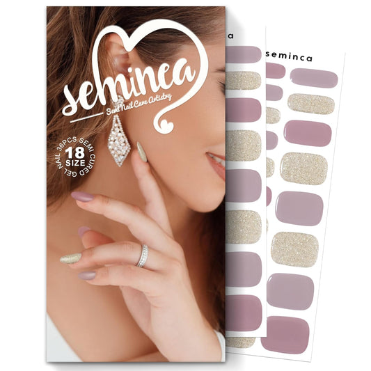 Semi Cured Gel Nail Strips-School Policy Semi-Gel Stickers, Muted Neutrals, Quiet Typing Low Profile, Chip Resistant Works with Any UV/LED Lamps(Champagne Gold)