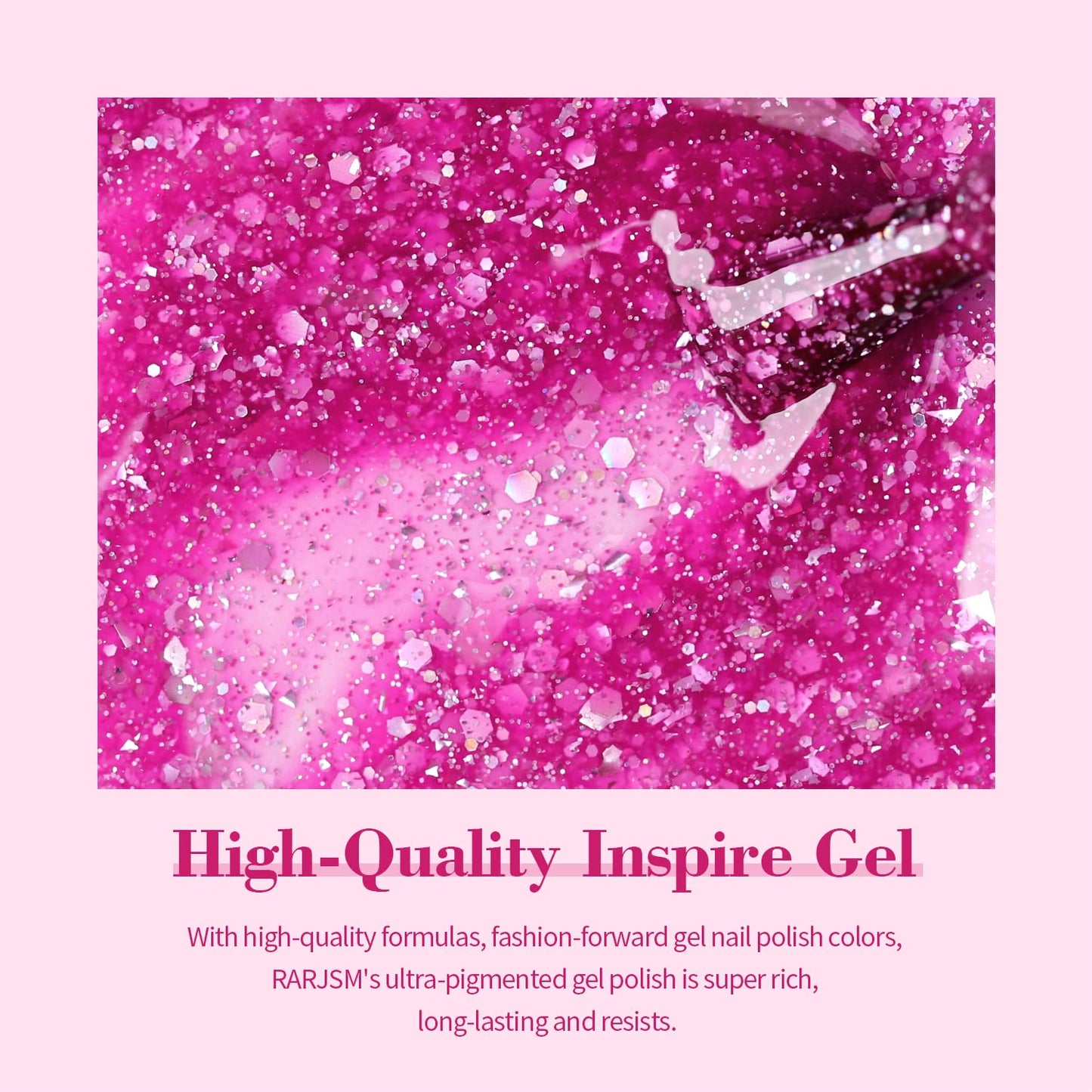 RARJSM Gel Nail Polish Glitter Sparkly Rose Red Chunky Shimmer Iridescent Gelpolish 15ml Holographic Rainbow Effect Soak off L e d U V Curing Required High Pigments for Home Manicure Nail Art