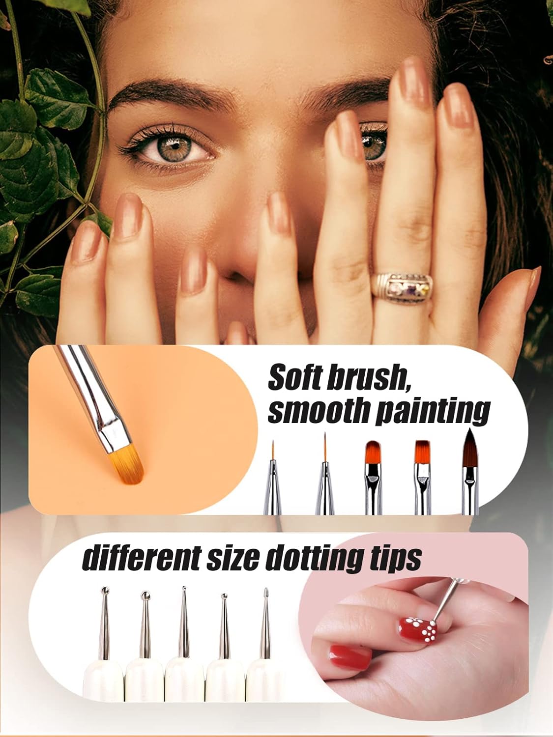 French Nail Stamper Gel Nail Polish Kit with Nail Art Brush Dotting Pens, Gorvalin Black & White UV Gel Nail Polish French Manicure Kit for French Tips DIY Nail Design