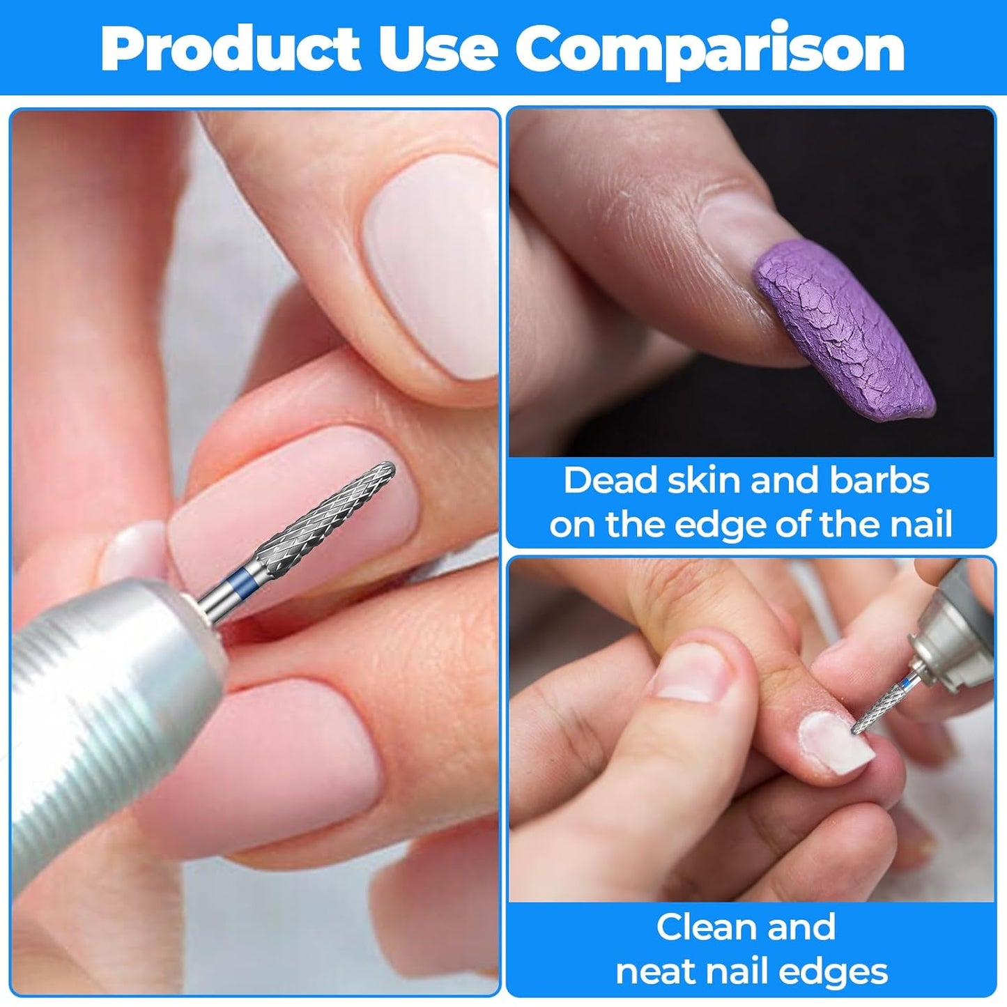 2 Pcs 3/32" Cuticle Clean Nail Drill Bits, Small Cone Clean Medium Grit Carbide Gel Remover Drill Bit for Electric Nail Drills, Conical Professional Manicure Tool Pedicure Gel Polishing Accessories
