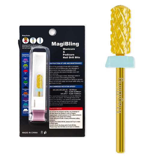 Small Barrel Nail Drill Bits Round Top, 3/32'' Safety Tungsten Carbide Bits, Two-way Rotation, Suitable for Manicure Pedicure Cuticle Gel Polishing, Technicians Bits, Grit: Quadruple Coarse