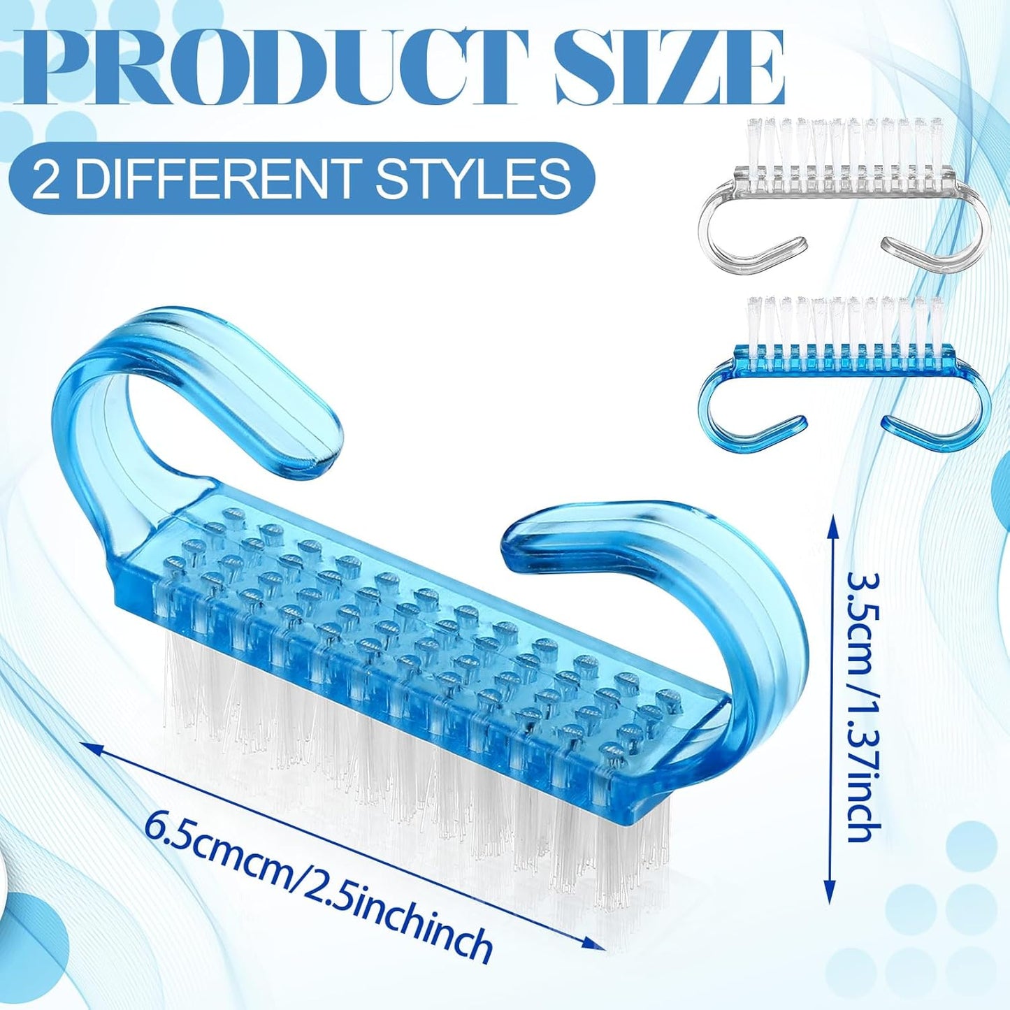 Bokon 400 Pcs Handle Grip Nail Brush Bulk Nail Scrub Brush Nail Brush for Toes and Nails Cleaner, Pedicure Scrubbing Tool Kit for Men and Women (Blue and White)