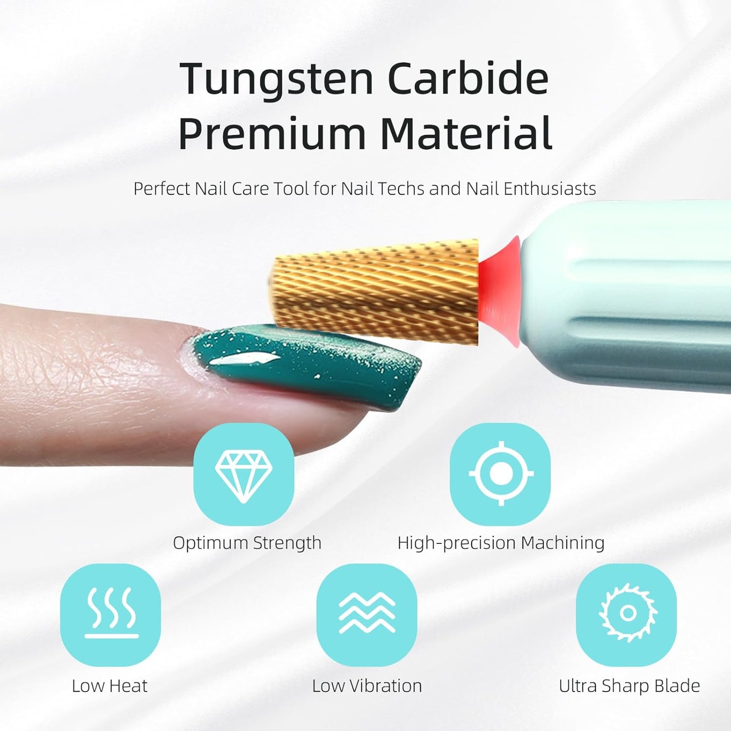 Fine Safety Tapered Nail Drill Bits,Titanium Coating Rounded Top Barrel Carbide Nail Bits, 3/32 Two-way Rotate, Manicure Nails Art Accessories Soft Gel Remover (F, titanium)