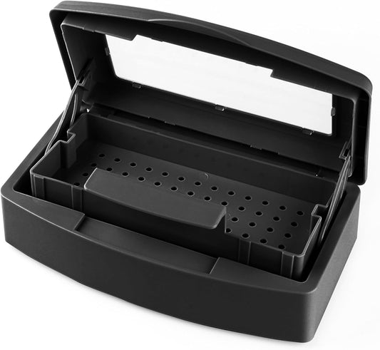 Nail Tool Sterilizers Plastic Nail Art Tray,Clean Box Storage Organizer for Nail,Tweezers, Cutter Manicure Equipment-Nail Art Tool (black)