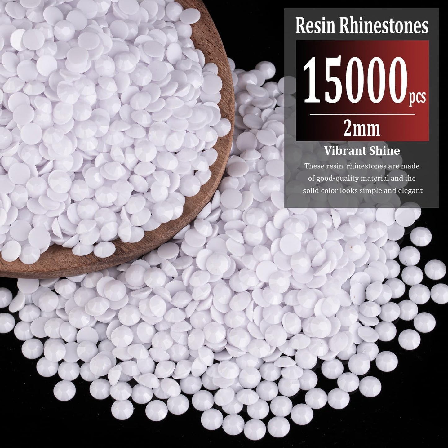 15000pcs 2mm Resin Rhinestones Bulk, White Flatback Round Jelly Rhinestones Bedazzling Non Hotfix Crystal Gems Large Quantity Wholesale for DIY Crafts Clothes Bottles Tumblers Face Makeup Manicure