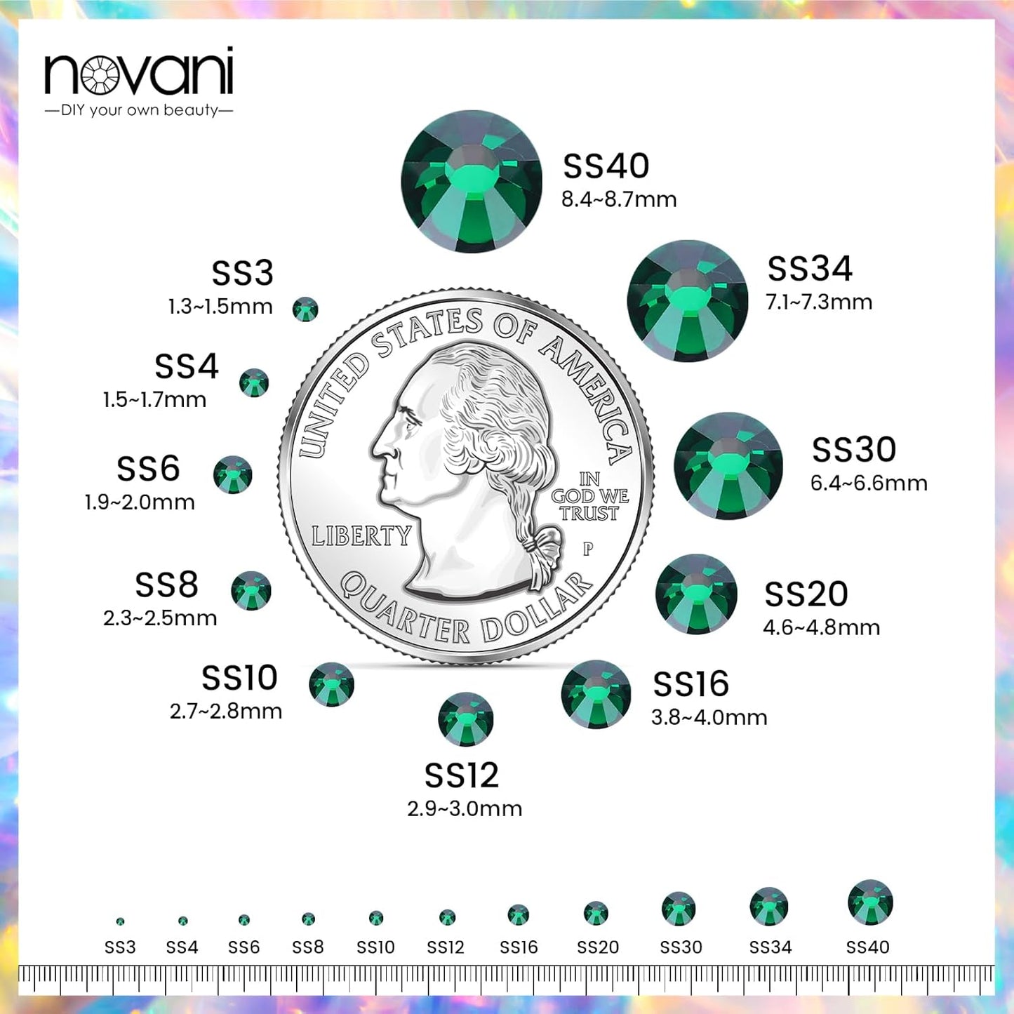 Emerald Rhinestones Flatback Rhinestone for Crafts Glass Nail Rhinestones Nail Gems Crystals for Makeup Bags Shoes Decoration DIY(SS16,1440pcs,Emerald)