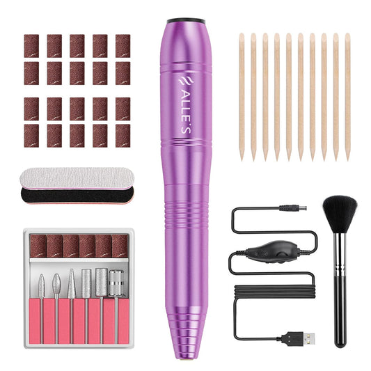 20000RPM Electric Nail Drill Compact Portable Efile Professional Manicure Pedicure Nail File Drill Kit for Acrylic, Gel Nails and Home Salon Use