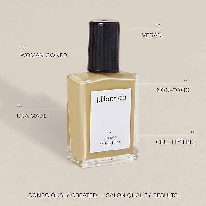 J. Hannah Nail Polish – Vegan, Non-Toxic, Cruelty-Free, Gluten-Free, Long Lasting, USA Made, Creamy, Light Yellow Color (Miso)