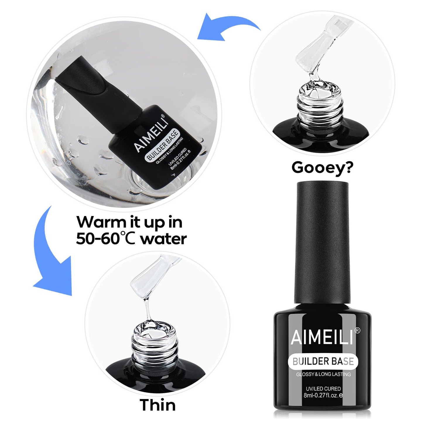 AIMEILI Builder Nail Gel, Hema Free, Cruelty Free, Vegan, Nail Strengthener Enhancement Building Rubber Base Coat for Manicure - BD1023