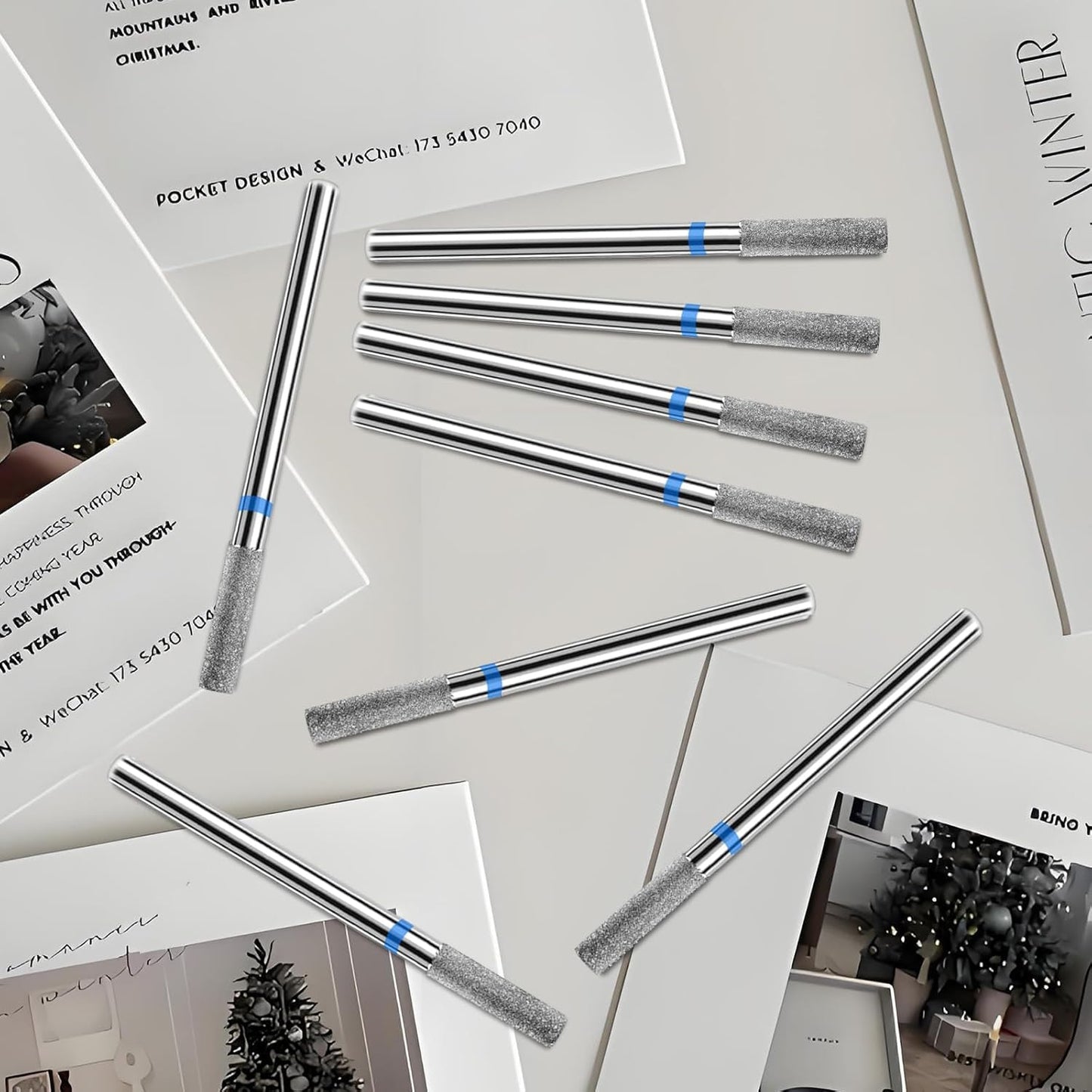 8Pcs Cuticle Clean Drill Bit Set, Diamond Columnar Cuticle Clean Nail Drill Bit Professional Cuticle Clean Nail Drill Bit Sets Remove Cuticle Dead Skin for Home DIY Nail Manicure Salon Supplies