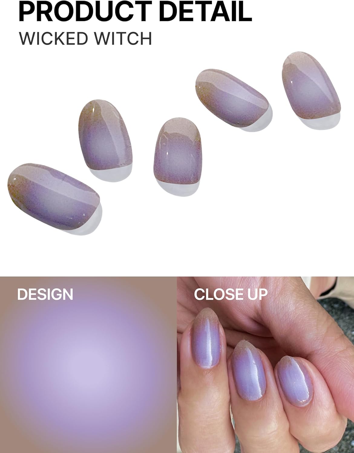 UUUUUU Semi Cured Gel Nail Strips | Salon-Quality | UV Free Gel Nail Wraps for Women | Easy Peel&Stick | Long-Lasting up to 14 Days | 28 Strips Set+File & Wipes | Gift-Ready(UGN128 Wicked Witch)