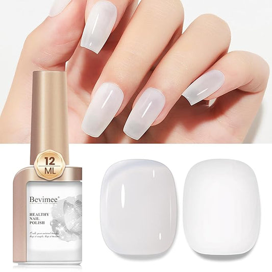 Quick Dry Nail Polish Air Fast Drying, Sheer Milky White Regular Color Nail Art Polish Natural Translucent Nail Lacquer Water Based Nail Polish Fingernails No Required UV LED 12ML