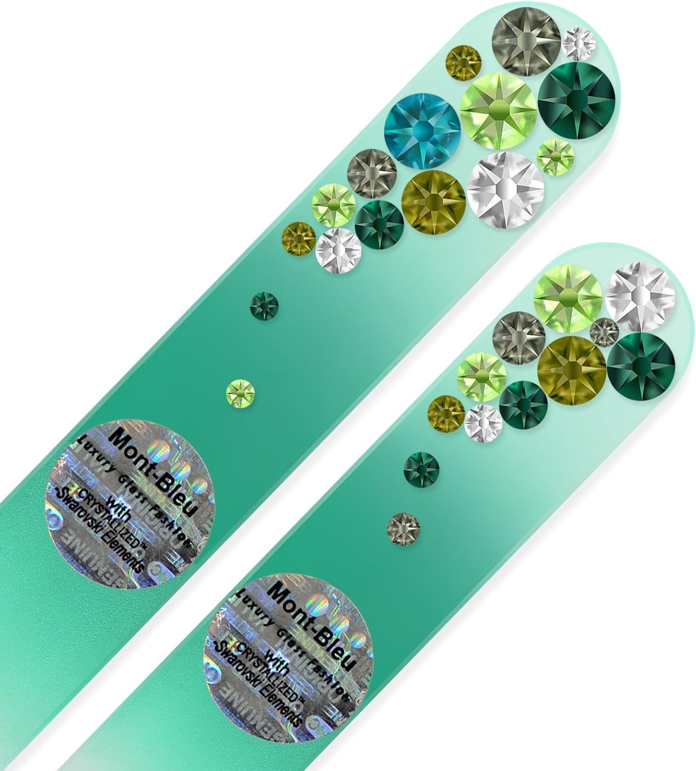 Gift Set for Women - Mont Bleu Set of 2 Glass Nail Files Hand Decorated with Crystals - Friend Gifts for Women - Nail Files for Natural Nails - Gifts - Your Nail Health in Your Hands