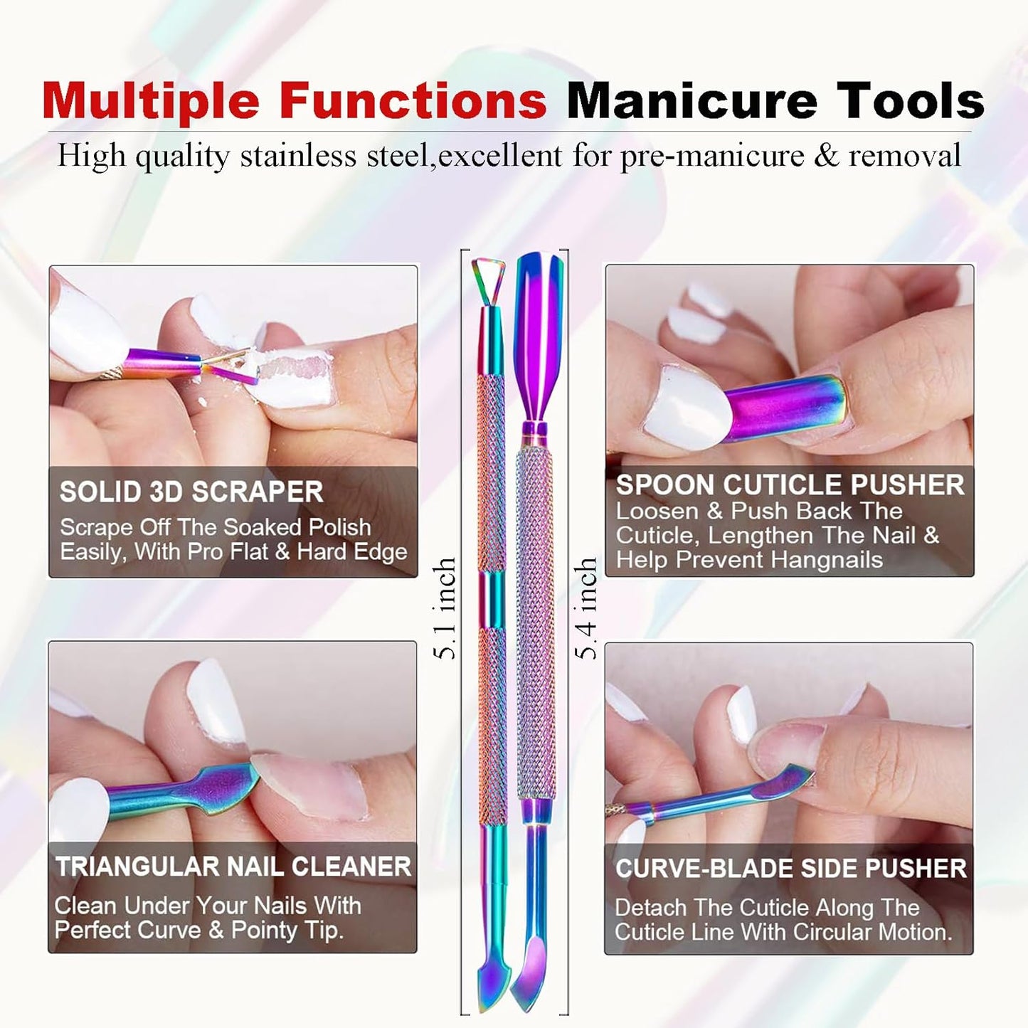 LOUINSTIC Gel Remover for Nails - 2 Bottles (15ML Each) - Easy & Fast Nail Polish Removal Does Not Damage Nails Portable for Travel - Professional Grade Kit with Sanding Strips,Manicure Tools