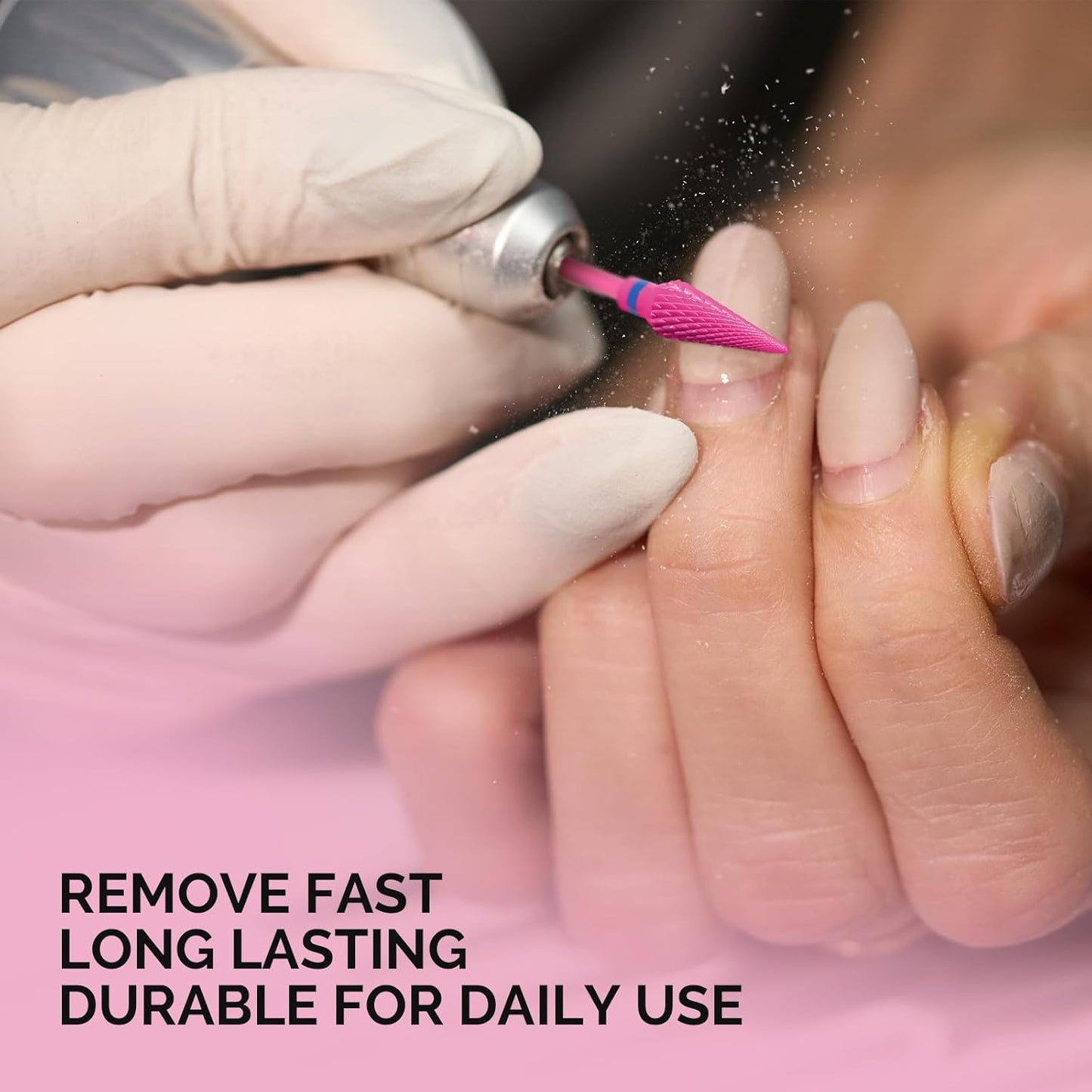 MelodySusie Professional Tapered Nib Nail Drill Bit, 3/32'' Carbide Tungsten Multi-function Bit, Suitable for Manicure Pedicure Cuticle Gel Polishing, Technicians Bit, Series Bit-M, Pink Blossom, M