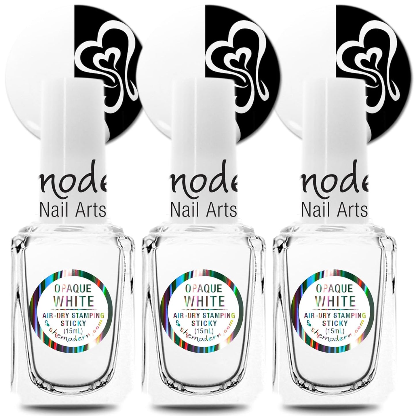 SheModern STICKY WHITE Stamping Polishes Stamping Polishes (Set of 3) For Nail Art Design Air-Dry Collection. More Transfer Time with Tacky Surface for Easy Adhere of Pigment, Glitter