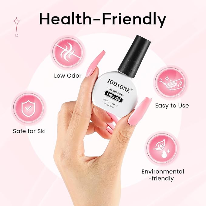 JODSONE Pink Oyster Gel Nail Polish 10ml Soak Off LED Gel Polish Dusty Roses Nail Color Salon Quality Vegan & Cruelty-Free Low Odor Need U V Lamp Curing