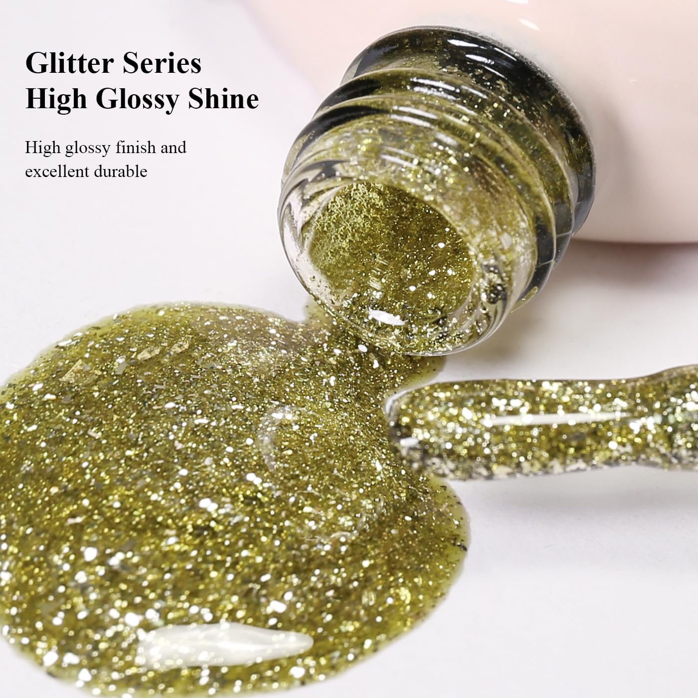 Imtiti 10ml Green Yellow Glitter Gel Nail Polish Long Lasting Soak Off UV Led Christmas Gel Polish Salon DIY at Home Gift for Women 1Pcs